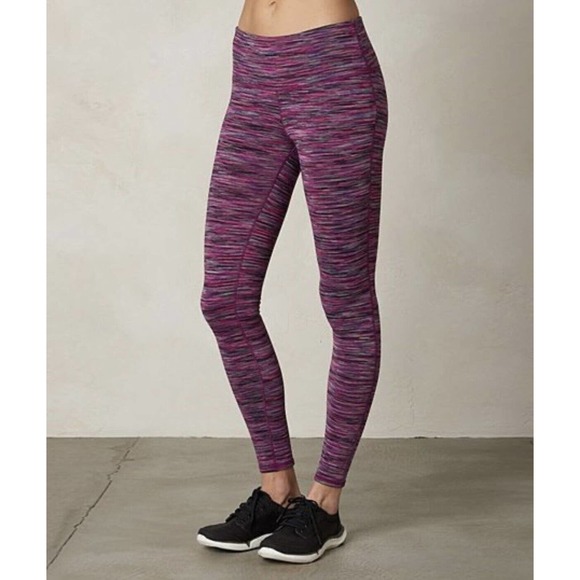 Prana Pants - Prana Caraway Grapevine Space Dye Leggings Striped Yoga Pink Womens Size M